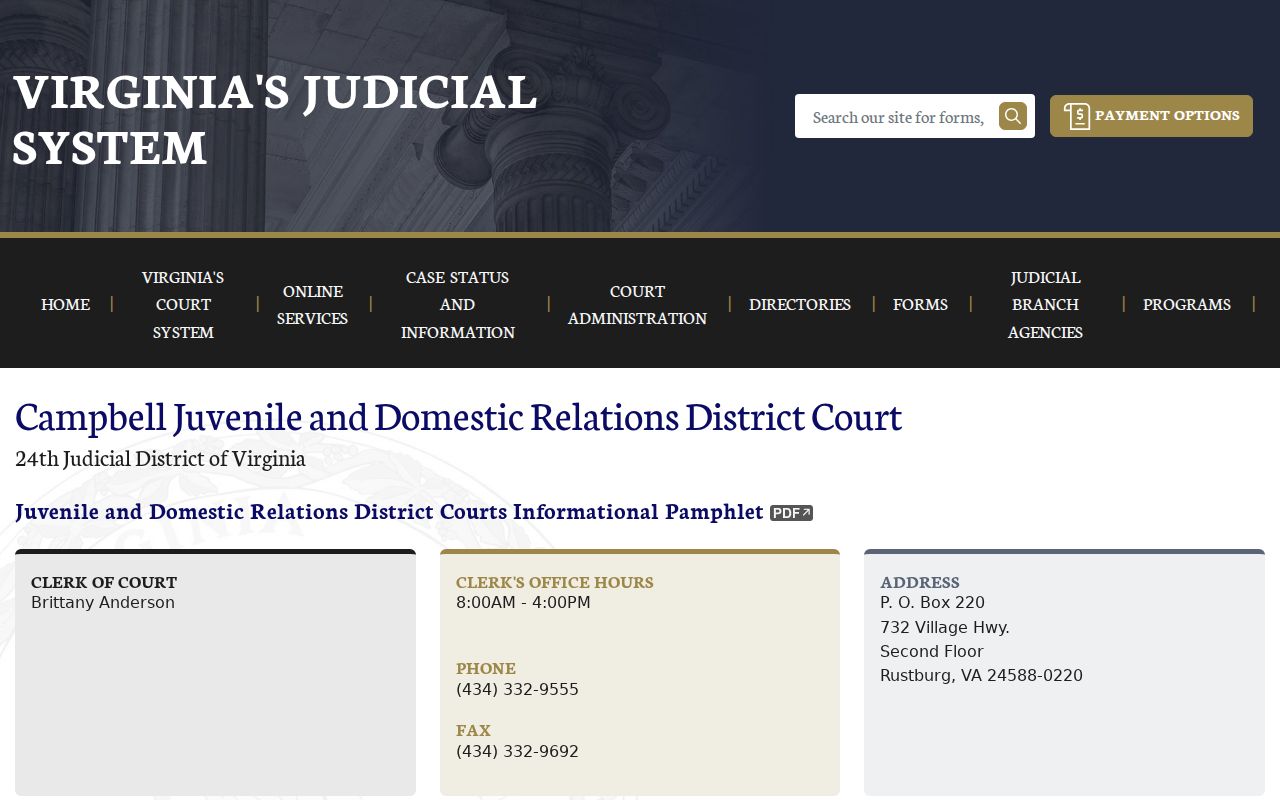 Campbell County bench warrant reference: Juvenile and Domestic Relations Court contact