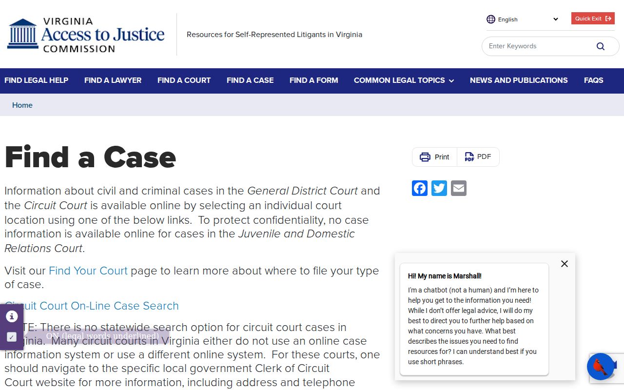 Campbell County warrant check reference: Virginia court self-help case routing