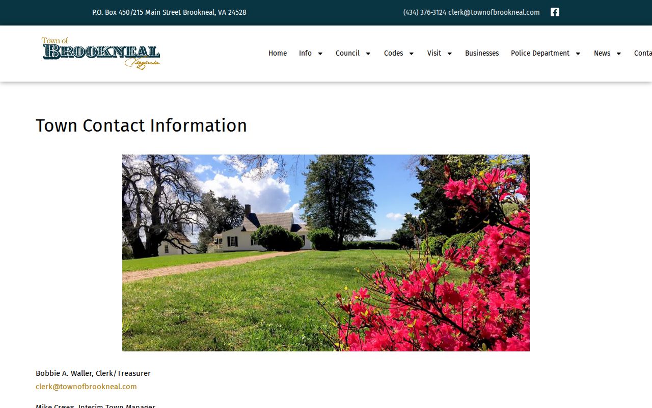Brookneal warrant search reference: official town and police contact page