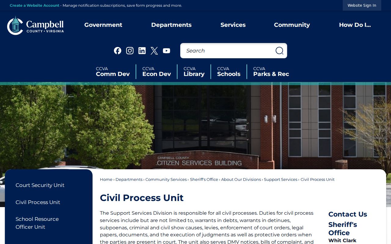 Campbell County municipal warrant reference: Sheriff Civil Process Unit paper categories